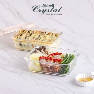 크리스탈 내열밀폐용기 직사각2종세트(직사각1050ml*2ea)