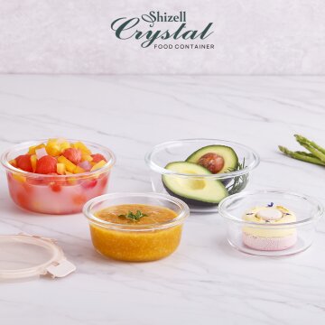 크리스탈 내열밀폐용기 원형4종세트(원형400ml*2ea+620ml*2ea)