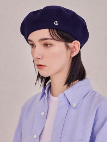 VA 스퀘어 스터드 울 베레모 네이비