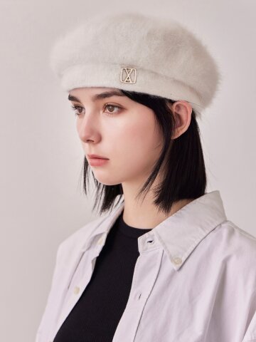 VA 스퀘어 스터드 앙고라 베레모 크림