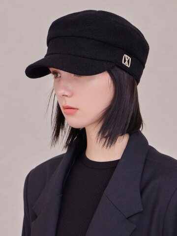VA 스퀘어 스터드 울 마도로스 캡 블랙