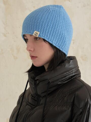 VA 스퀘어 라벨 코지 비니 스카이블루