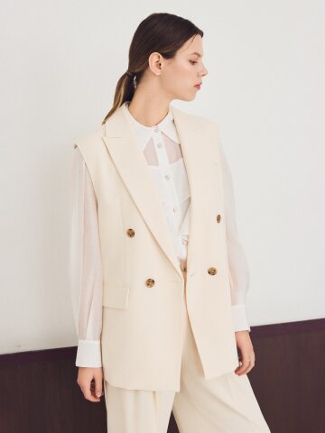 피크드 더블 브레스트 베스트 