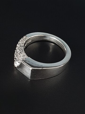 [Cubism] Square Half Textured Ring