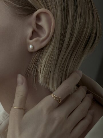 [Line Art] Waves Line Sapphire Ring Set