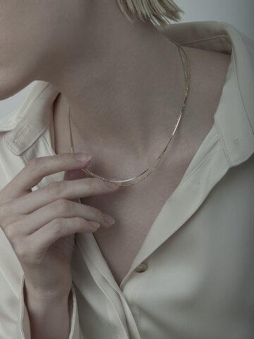 [Line Art] Two-Tone Layered Necklace
