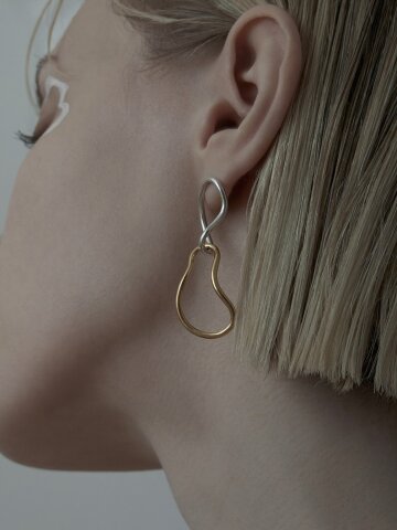 [Line Art] Two-Tone Drop Line Earring