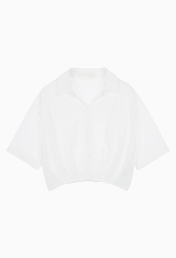 Crop Shirring Blouse_Ivory