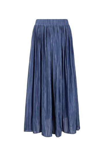 silk pleats skirt_blue