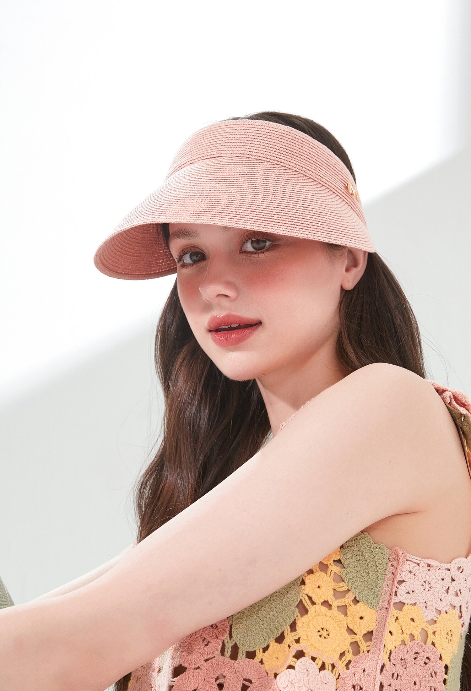 라피네(Raffine) 컬러블록 린넨 썬캡