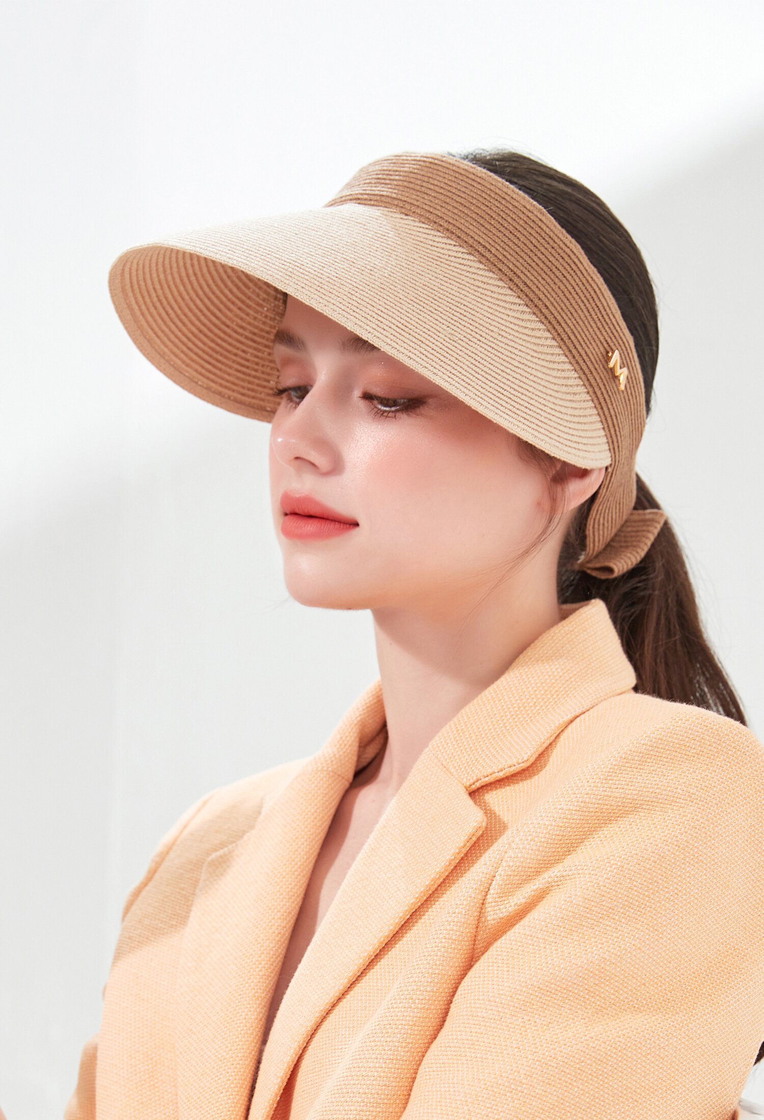 라피네(Raffine) 컬러블록 린넨 썬캡