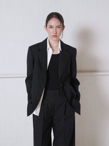 WOOL BLEND DETACHABLE SHIRTS JACKET_BLACK