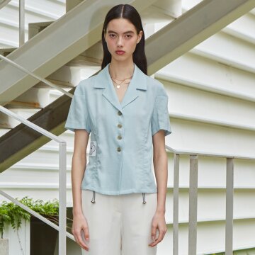 [LINE] String Shirring Point Blouse (Mint)