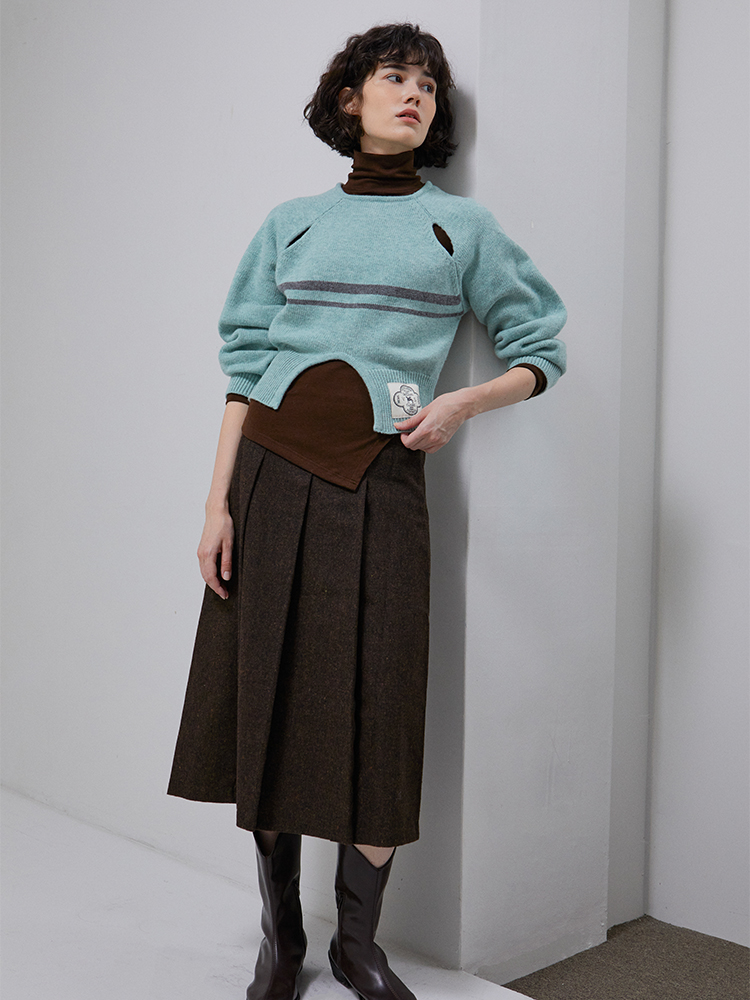 Pleated Wool Skirt