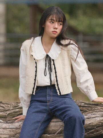 Petite Ribbon Knit Vest (2colors)