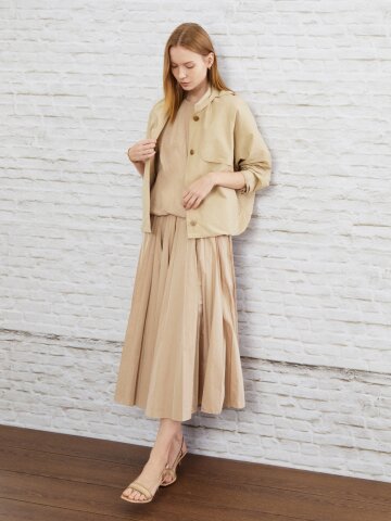 플리츠 밴디드 주름 스커트 