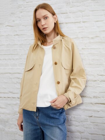 블루종 배색 디테일 후드 점퍼 