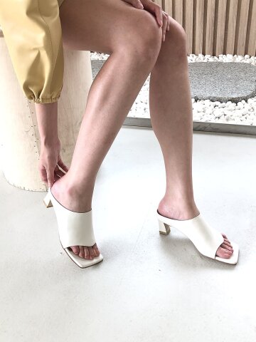 modern square unlined mules ivory