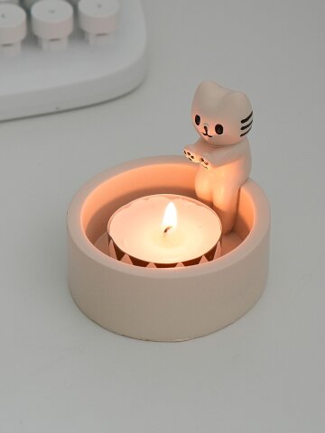 불쬐는 고양이 티라이트 캔들홀더