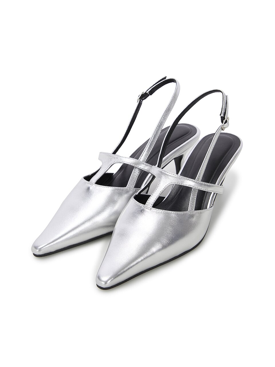 T-strap slingback Silver