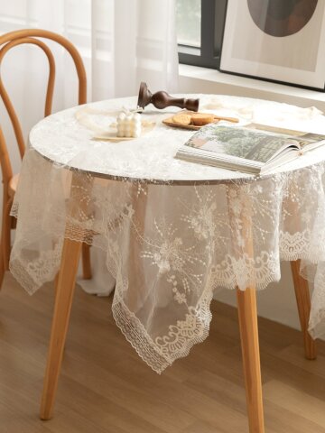 안개꽃 레이스 원형식탁 테이블보 5size