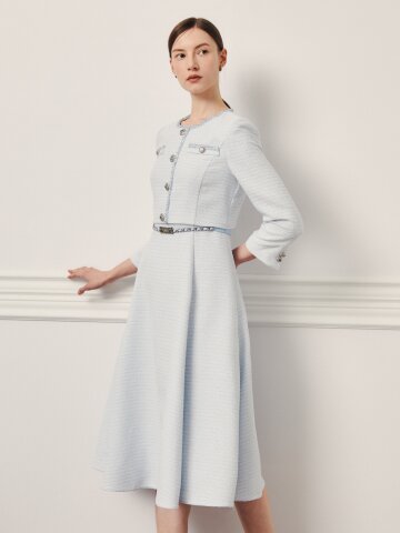 브레이드 재킷 플레어 원피스 