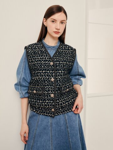 멀티믹스 트위드 베스트 