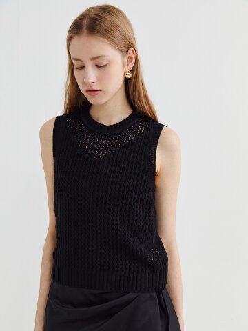 Boucle Knit Vest Black