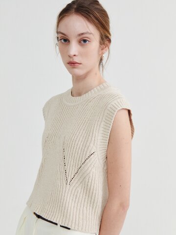 Low slit vest Oatmeal