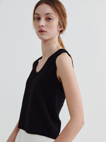 U-neck double sleeve Black