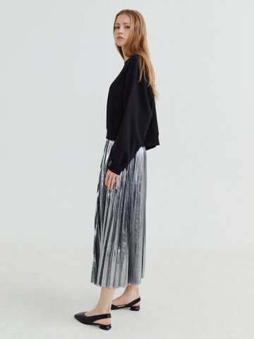 Shine pleats skirt Silver