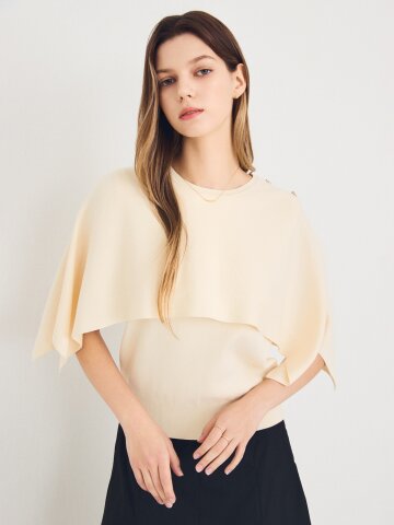 케이프 레이어 풀오버 니트 