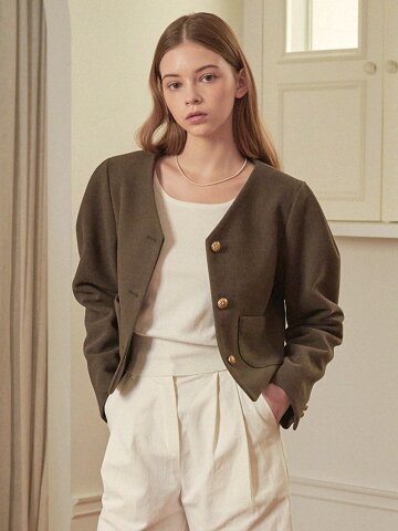 메이플 핀턱 크롭 자켓