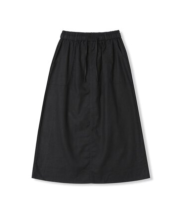 여성 린넨 블렌디드 밴딩 스커트 (BLACK) (HA6SR51-39)