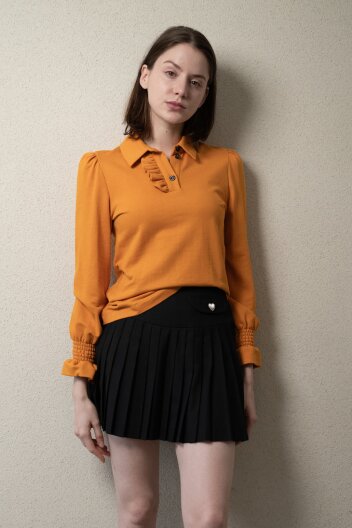  Legerement Top 레떼르넬 프릴 포인트 카라 탑