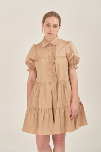 Plaisir Dress(short,beige) 레떼르넬 프릴 캉캉원피스