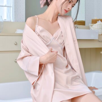 [SET] Amali slip+robe+pants pink