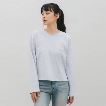 바켄 Italic Logo 긴팔티셔츠 BK4996_멜란지화이트