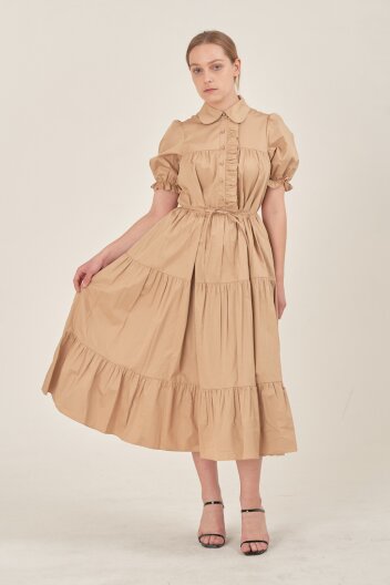  서정희,고은미 님착용 _Plaisir Dress (long, beige)  레떼르넬 시그니처 프릴캉캉원피스 