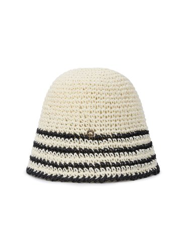 Chrochet stripe buket hat_Ivory