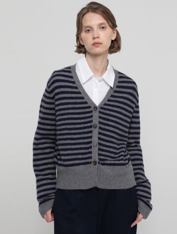 Stripe knitwear cardigan - Gray