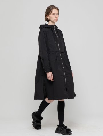 [5/6 예약배송] Hooded zip up outer - Black