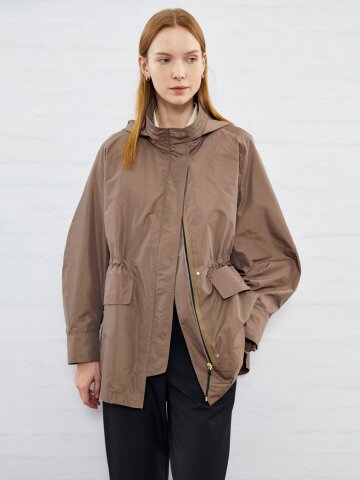 히든 후디 숏 트렌치 재킷 