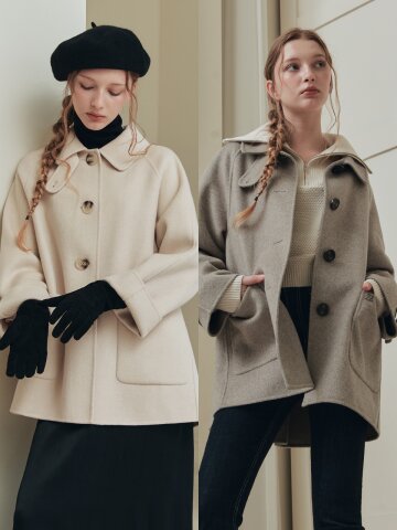 [6컬러] 핸드메이드 에이라인 울 하프 코트