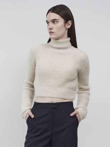 MOHAIR BLEND CROP KNIT TOP - IVORY (09/19 예약배송)