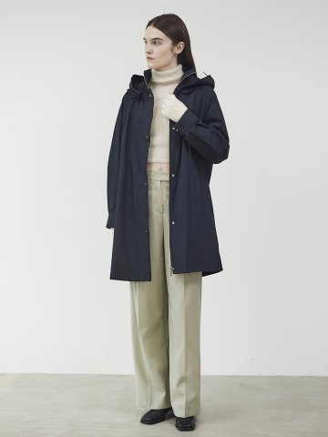 HOOD DETACHABLE OVAL COAT - NAVY
