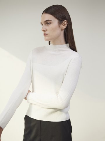 HIGH NECK KNIT TOP - IVORY 