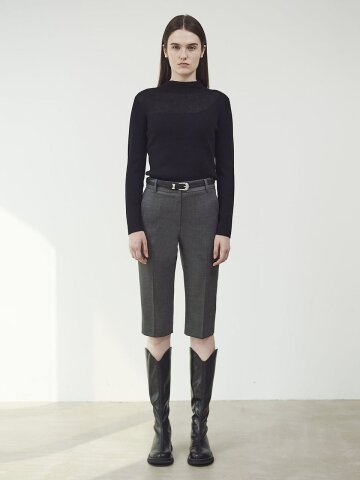 WOOL BLEND TAILORED SHORTS - GREY