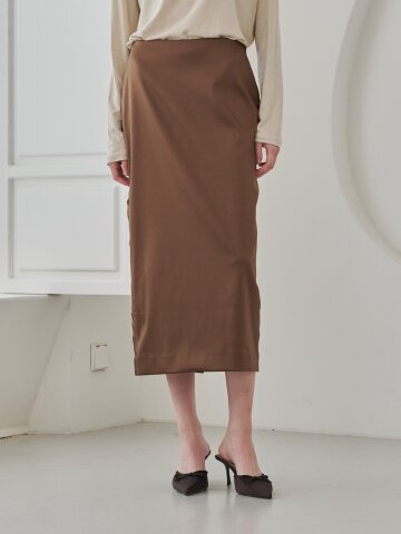 Satin Cut Out Skirt - Brown