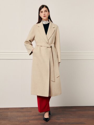 클래식 벨티드 롱 코트 
